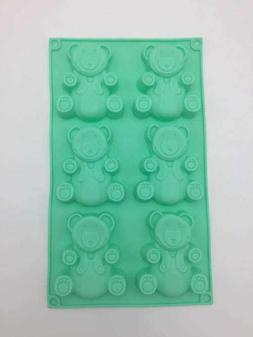 6pcs Cute Bear Silicone Cake Baking Mold  Muffin Cups  Molds Biscuit Chocolate Ice maker --green