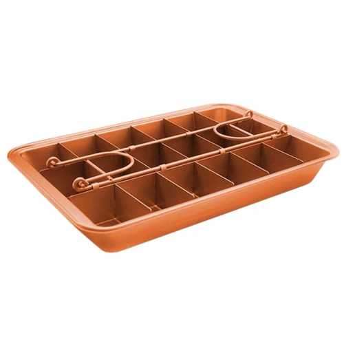 Copper brownie pan Non stick Brownie Pan Tin With Dividers,Heavy-Duty Divided Brownie Tray,18-Cavity