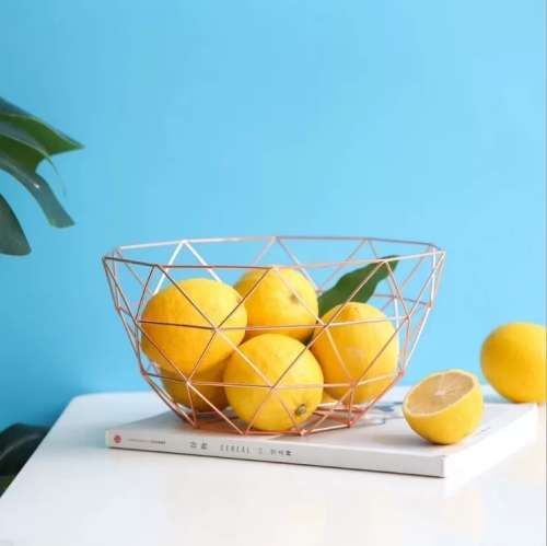 Rose gold color fruit bowl Fruit basket Stainless steel basket Storage basket