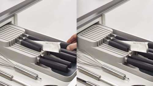 2 Tiers In-Drawer PVC Knife Block Holder Storage Organizer Kitchen Knives Drawer Kitchen knife tray