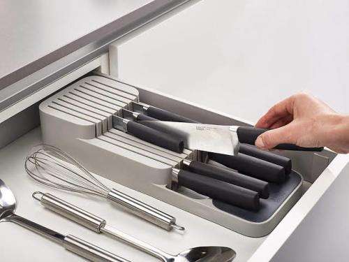 2 Tiers In-Drawer PVC Knife Block Holder Storage Organizer Kitchen Knives Drawer Kitchen knife tray