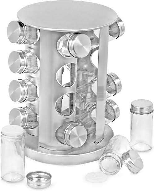 Spice setSpice canisters16pcs rotating stainless steel spice jarSpice rack