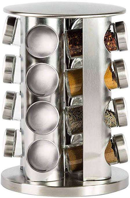 Spice setSpice canisters16pcs rotating stainless steel spice jarSpice rack