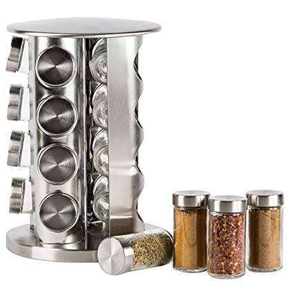 Spice setSpice canisters16pcs rotating stainless steel spice jarSpice rack