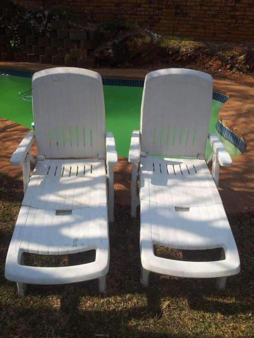 White Pool Loungers