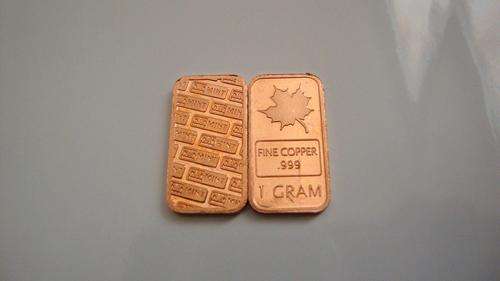 Copper Bullion Bar .999 Pure 1 Gram Maple Series *NEW*