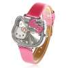 Cute Hello Kitty Hour Marks Leather Quartz Watch - Red