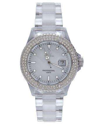 NEW LADIES TOYWATCH CRYSTAL WHITE WITH STONES BEZEL