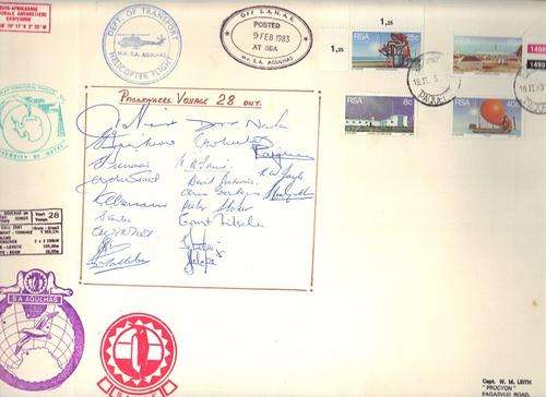 THEMATIC :: ANTARCTICA : Large size Cover 1983 with 22 Signatures. Set of  Weather Station Stamps