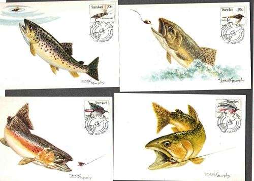 TRANSKEI  ....SET OF 4 SPECIAL POST CARDS .... FISHING FLIES
