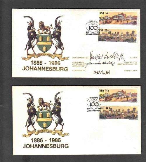 RSA ... JOHANNESBURG 100  x 2 .... SIGNED by MAYOR + 2 OTHER......& Unsigned ..CLEAN