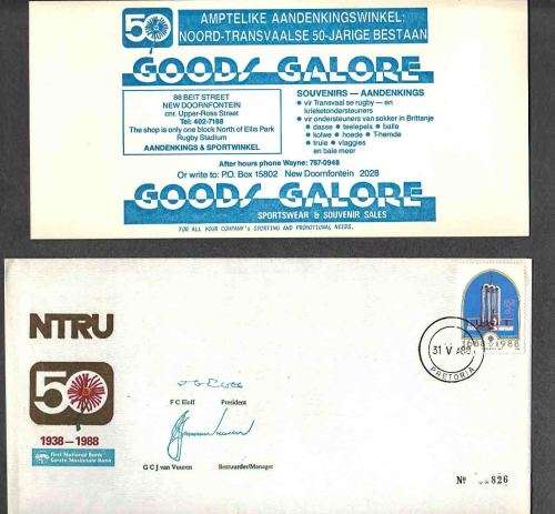 RUGBY COVER ... Noord Transvaal Rugby Unie 50 1988 ...  WITH insert