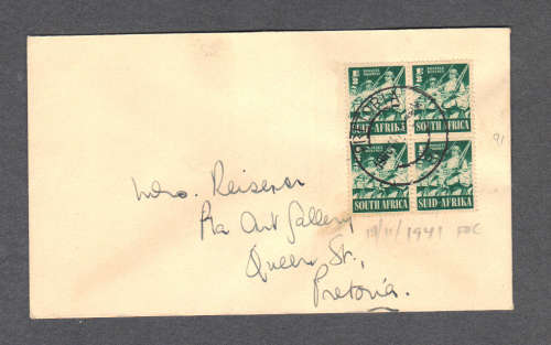 Large  War Effort FDC  .... ½ d . Cancellation Pretoria