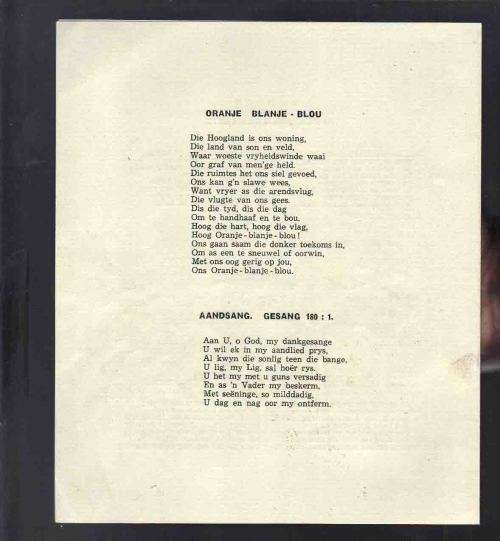Signed by  D.F. Malherbe .... Raportryer feesprogram 22 Oktober 1949