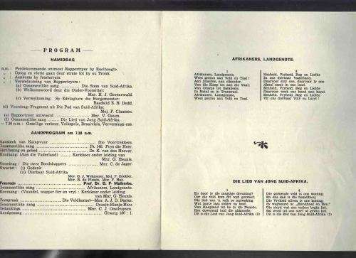 Signed by  D.F. Malherbe .... Raportryer feesprogram 22 Oktober 1949