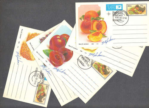 RSA Postcards ... SAPO .. Half Set of .. 15c Fruit ... Signed Barry Jackson