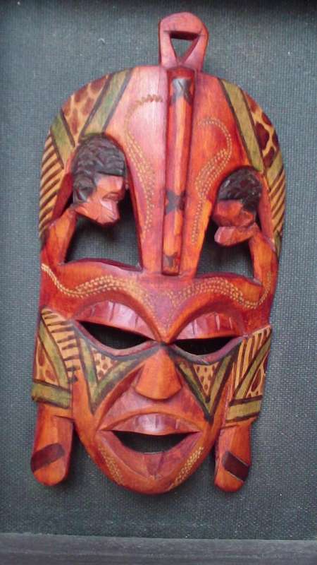 Framed Hand carved, Hand Painted African Mask