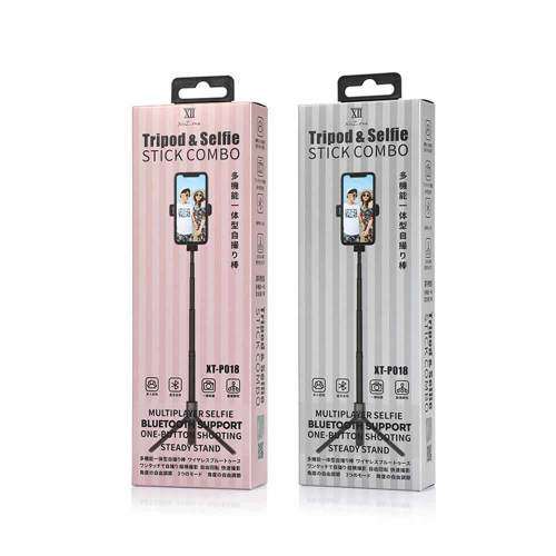 Remax Selfie Stick with Tripod Telescopic Stand and Bluetooth remote controll pink (XT-P018 pink)