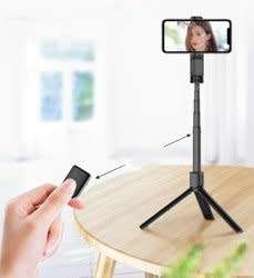 Remax Selfie Stick with Tripod Telescopic Stand and Bluetooth remote controll pink (XT-P018 pink)