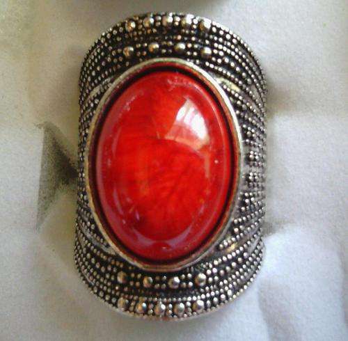 RING WITH RED STONE - size 16