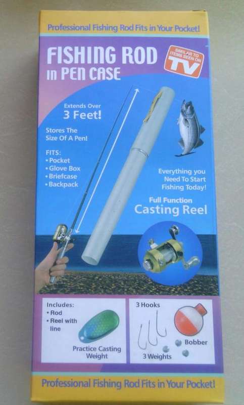 FISHING ROD IN PEN CASE - red