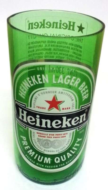 GLASS MADE FROM HEINEKEN BOTTLE