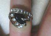 SILVER RING WITH BLACK STONE - size 19
