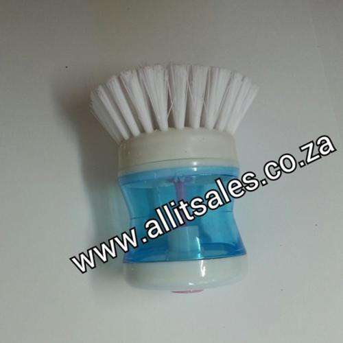 DISHWASHING BRUSH WITH SOAP DISPENSER - BLUE