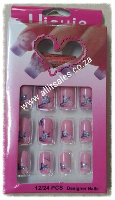 FALSE NAILS PINK WITH FLOWER 12 NAILS