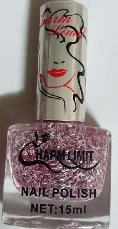 NAIL POLISH - CLEAR WITH PURPLE/WHITE DECORATION STRIPES