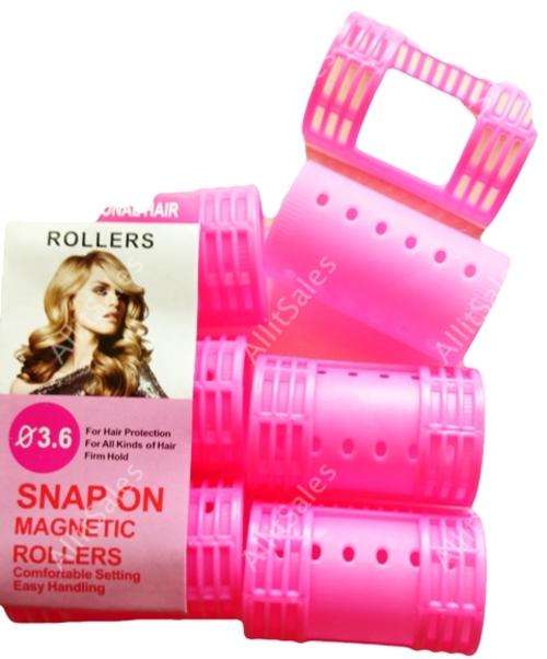 HAIR ROLLERS SNAP ON - 6 JUMBO PINK