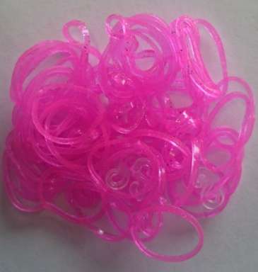 Loom Bands Glitter Pink 200's Including Loom Hook & S-Clips