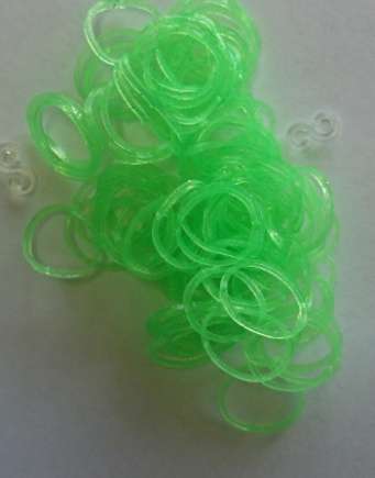 Loom Bands Glitter Green 200's Including Loom Hook & S-Clips