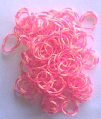 Loom Bands Pink and Orange 200's Including Loom Hook & S-Clips