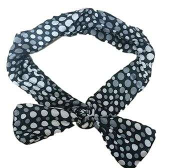 Hair Scarf Head Band - Black with Dots