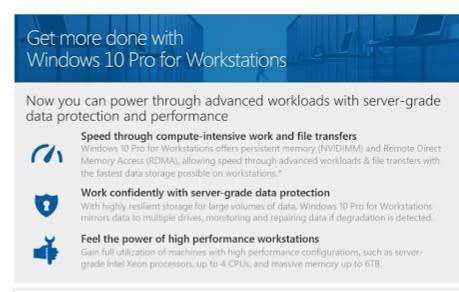 Retail Microsoft Windows 10 Pro for Workstation - Most Advanced Windows 10