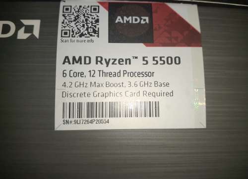 AMD RYZEN 5 5500 6-Core 3.6 GHz AM4 CPU