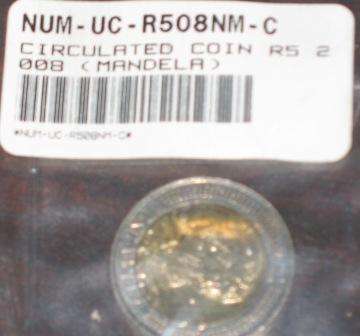 2008 Mandela 90th Birthday 5 Rand - SA Mint Bar Code