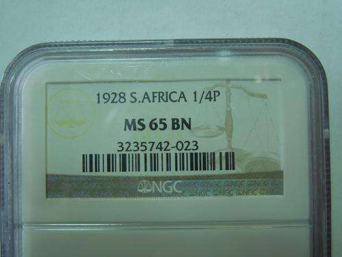 1928 MS65 Bn 1/4p-Brilliant looking coin!!!!!!