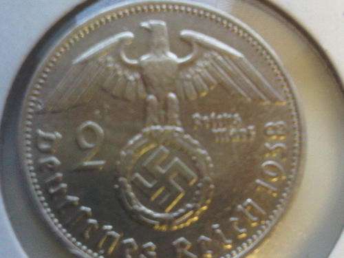 WW ll GERMAN COIN - 2 REICHSMARK SILVER COIN
