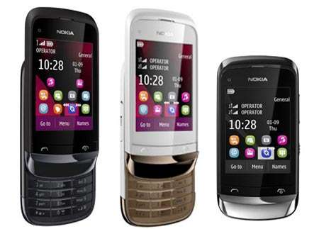 Nokia C2-02 mobile with 2.60-inch 240x320 display and 2-megapixel rear camera.