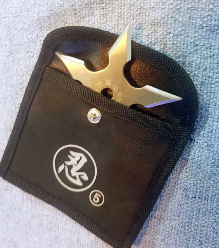 New 5 Pointed Shuriken (Ninja Throwing Star) with carry case - CLEARANCE SALE
