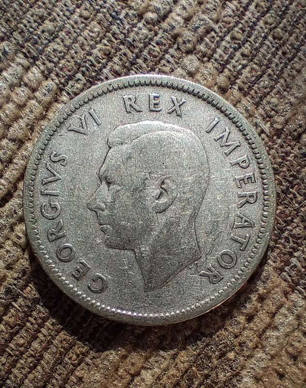 1941 SOUTH AFRICA Large GEORGE VI Anchor OD VINTAGE Silver Shilling Coin