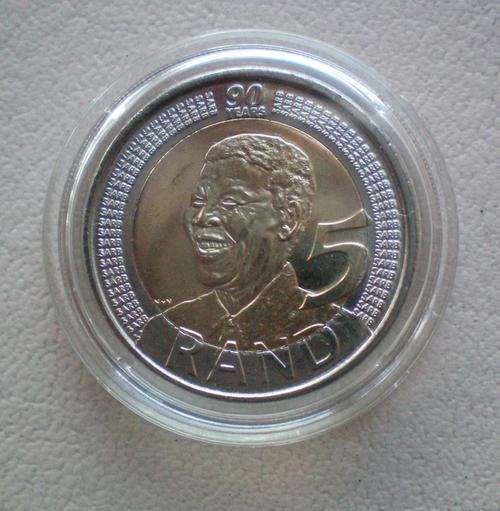 Untouched 2008 UNC Mandela 90th Birthday R5 Coin in Airtight Capsule!!!