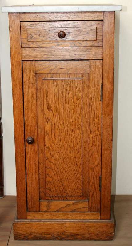 Oak marble top cabinet/nightstand