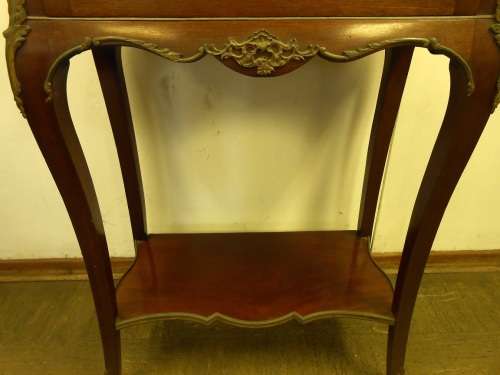 A LATE 19TH CENTURY MAHOGANY FRENCH DISPLAY CABINET-ON-STAND