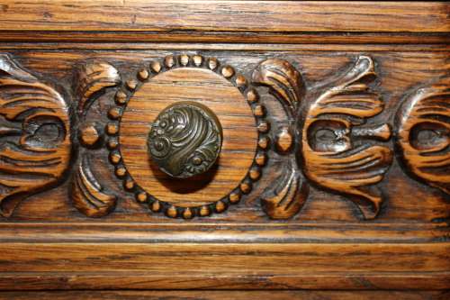 Carved Louis XVI Commode/Cabinet in oak