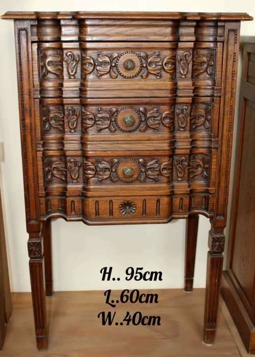 Carved Louis XVI Commode/Cabinet in oak