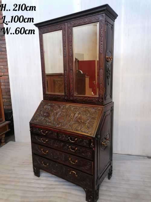 George III Mahogany Bureau/ Bookcase