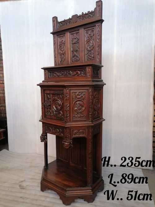 French Oak Gothic  Revival Craved Credence
